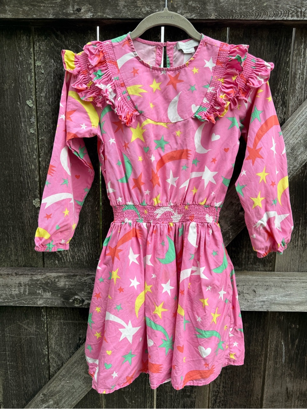 Stella McCartney Star Dress 8yr Pink Long Sleeves